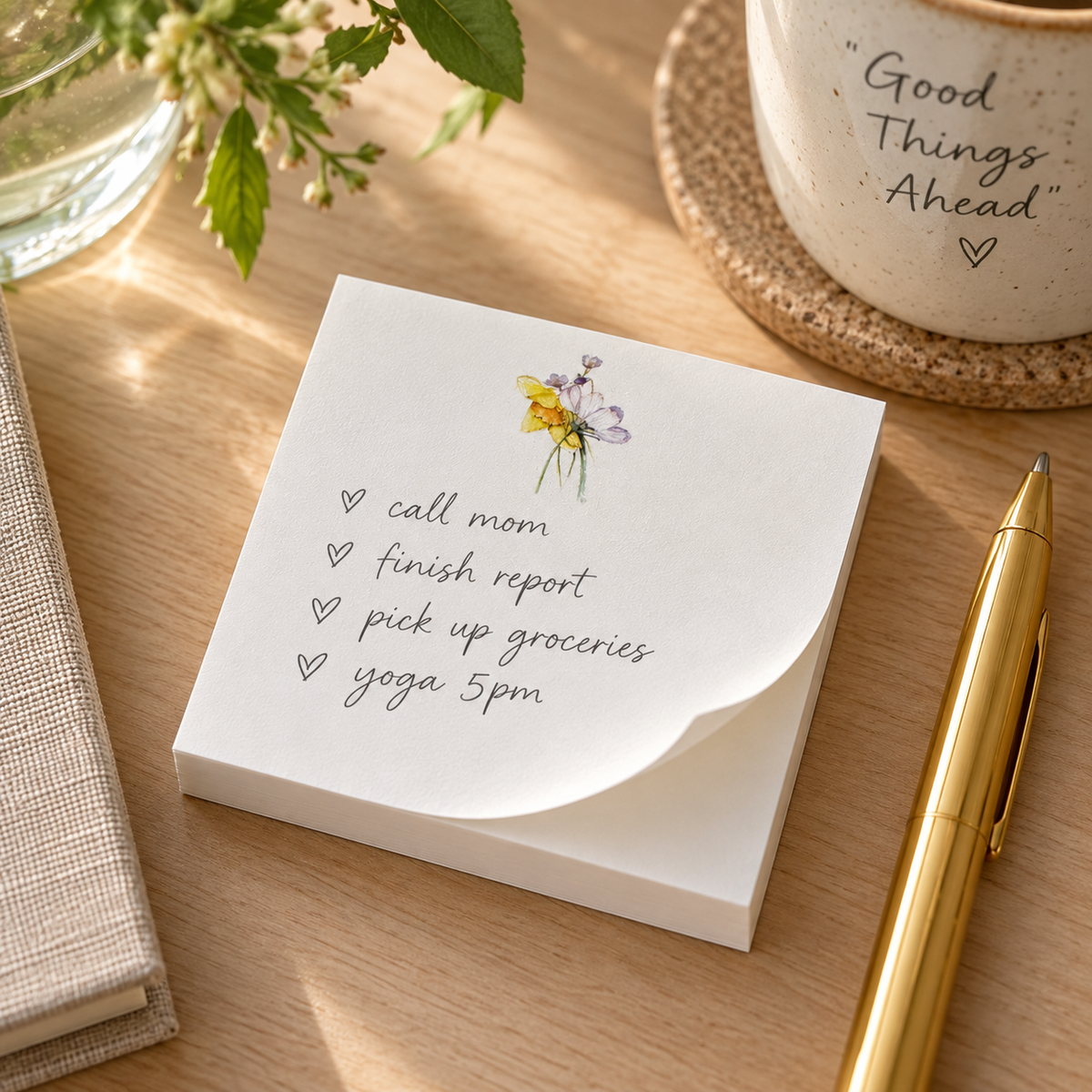 Floral Post-It ® Notes,  3x3 Notes with Original Watercolor Art