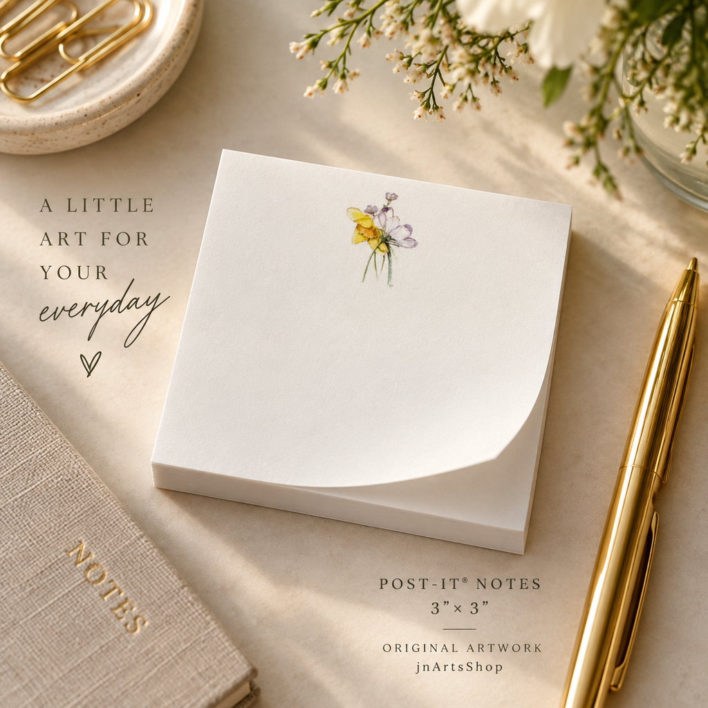 Floral Post-It ® Notes,  3x3 Notes with Original Watercolor Art